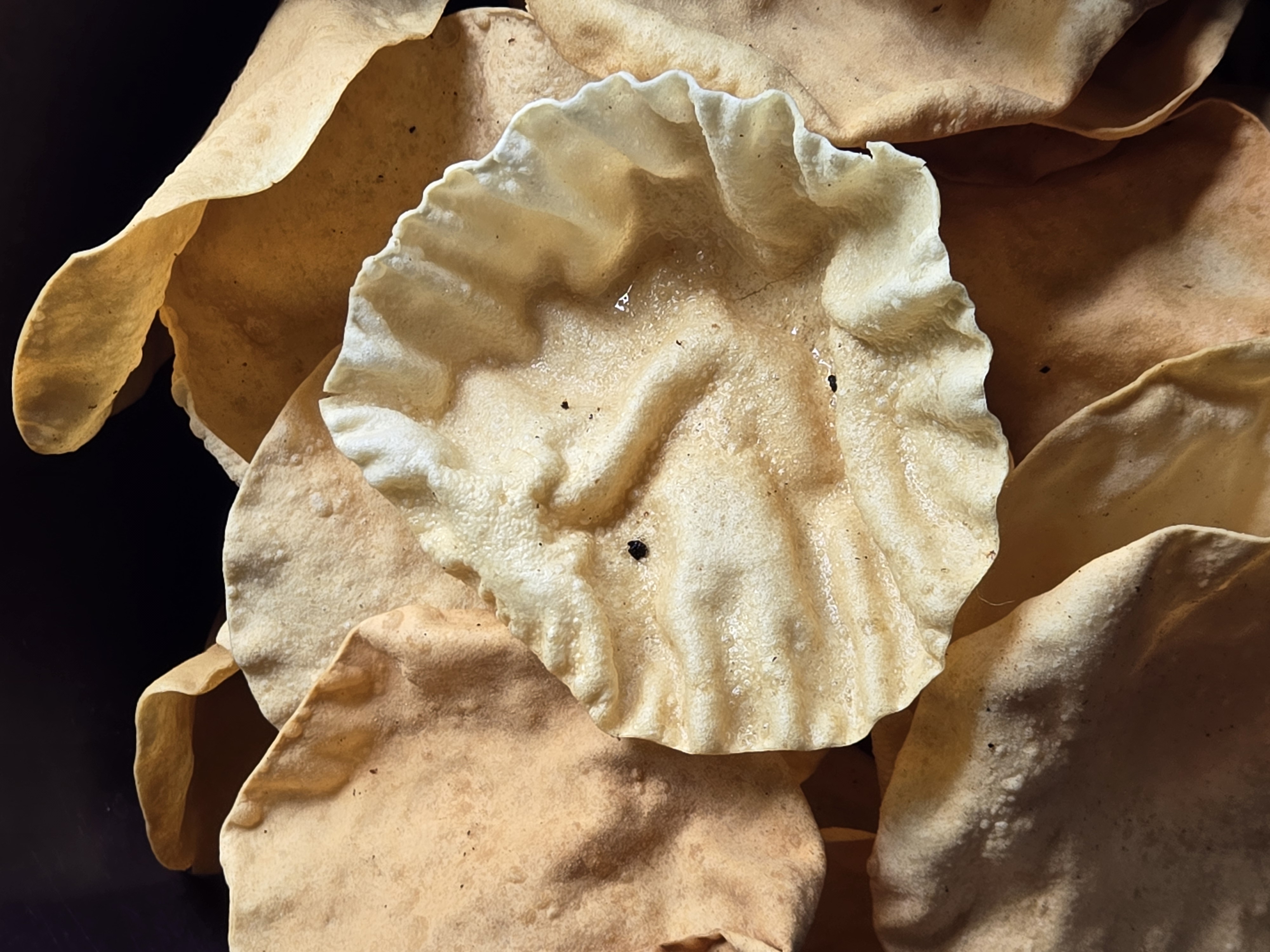 A close view of homemade crispy snacks